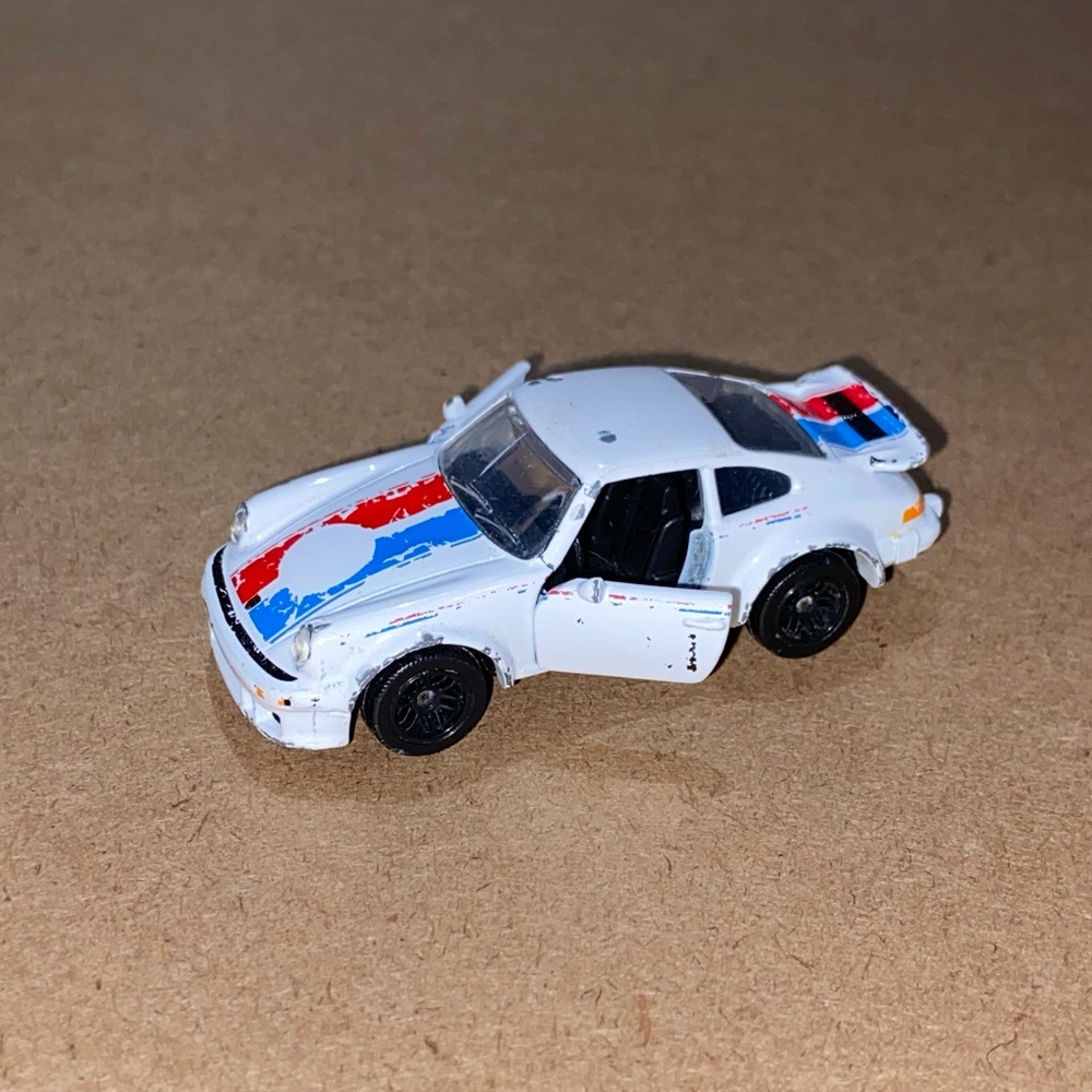 MAJORETTE Vintage Porsche 934 White Blue Red Stripes Diecast Car 1/57